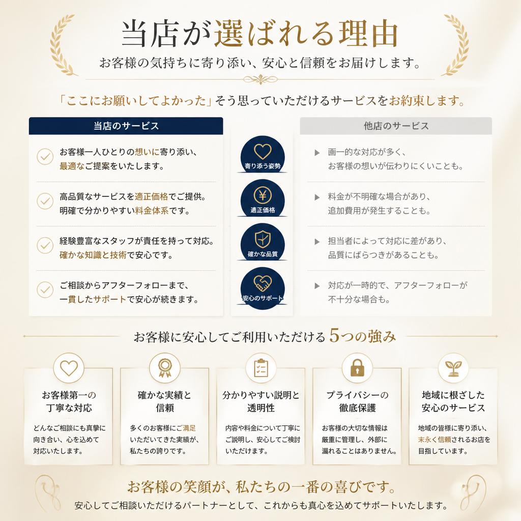 他店との違い、選ばれる理由