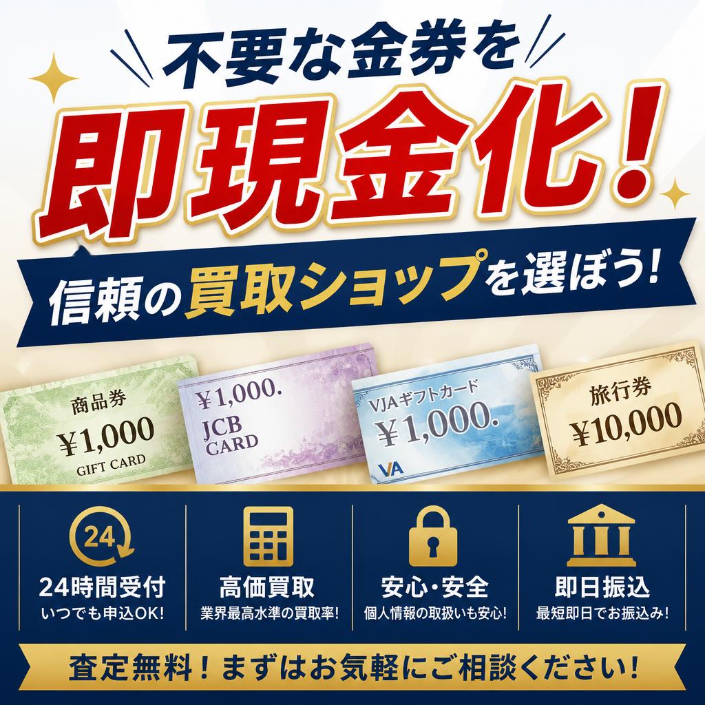 不要な金券を即現金化！信頼の買取ショップを選ぼう！