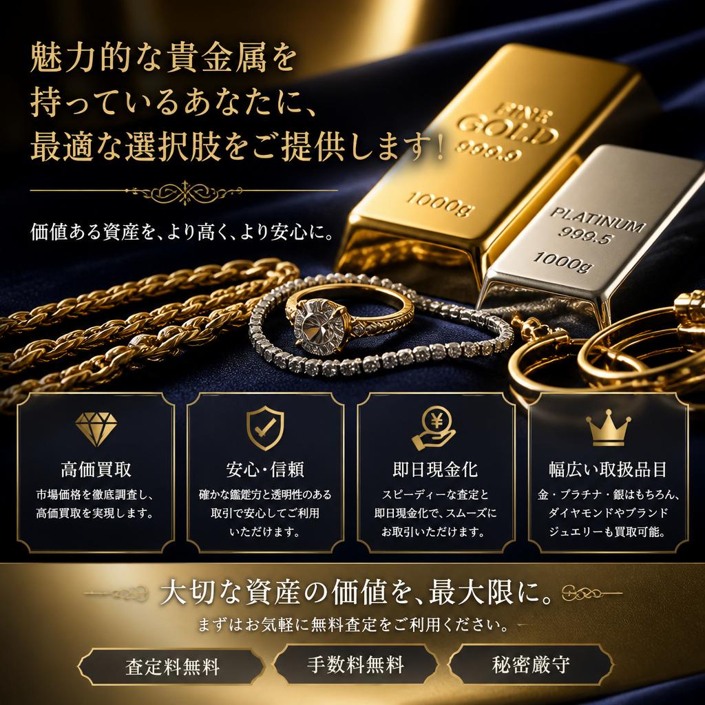 魅力的な貴金属を持っているあなたに、最適な選択肢をご提供します！